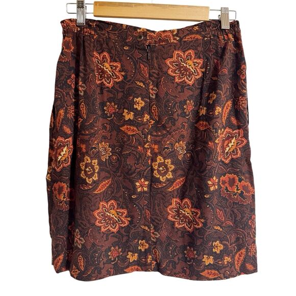 Coldwater Creek Women Medium Floral Orange Brown Rayon Mini Skirt Autumn - Picture 1 of 3